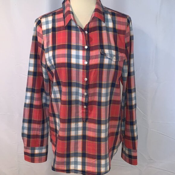 J. Crew Factory Long Sleeve Plaid Popover - Picture 2 of 7